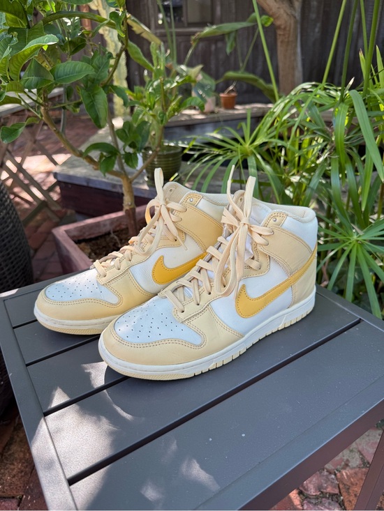 Nike Shoes - Nike High-Top Sneakers in Cream and Yellow